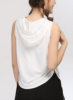 Casual Hooded Sleeveless Short Sports top