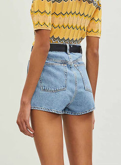 All-matched High Waist Tied Denim Casual Shorts