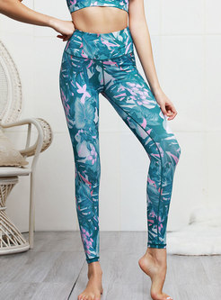 Fashion Backless Print Breathable Tight Tracksuit