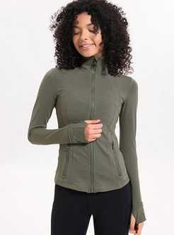 Brief Solid Color Long Sleeve Sports Jacket