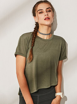 Brief Pure Color Quick-drying Short Sleeve Top