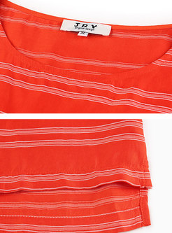 Chic Striped Summer Plus-size Slim T-shirt