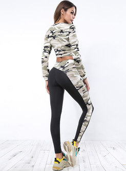 Trendy Camouflage Splicing Breathable Casual Sport Tracksuit