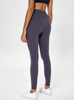 Brief Solid Color High Waist Tight Yoga Pants