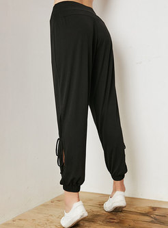 Stylish Hollow Out Tied Loose Comfortable Sport Pants