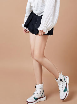 Black Casual Elastic Waist Letter Embroidered Shorts
