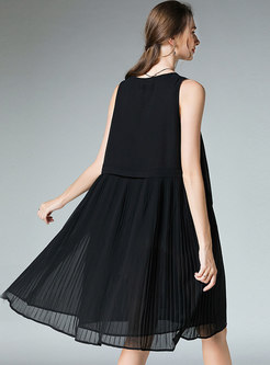 Black Sleeveless Chiffon Plus Size Dress