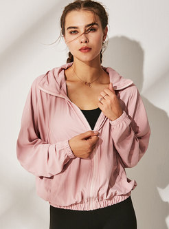 Pure Color Hooded Breathable Yoga Coat