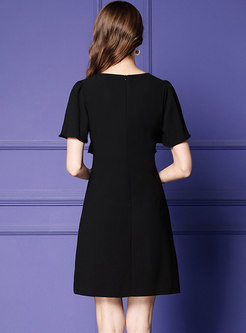 Elegant V-neck Falbala Sheath Mini Dress