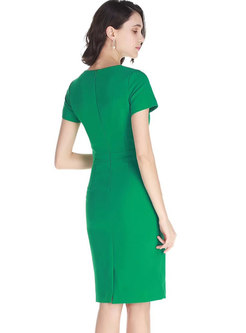 Elegant Pure Color O-neck Sheath Dress