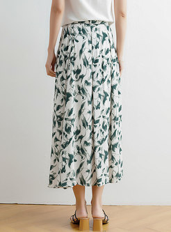 Floral Print High Waist Chiffon Skirt