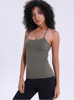 Solid Color Backless Slim Sports Top
