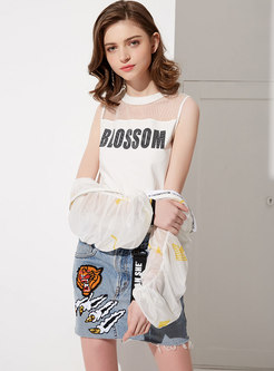 Cartoon Embroidered Summer All-matched Skirt