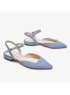 Summer Blue Pointed Head Daily Leather Shoes