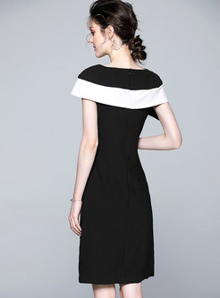 Elegant Color-blocked Cloak Slit Bodycon Dress