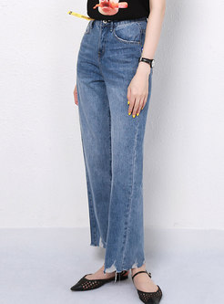 Casual Summer Rough Selvage Straight Jeans
