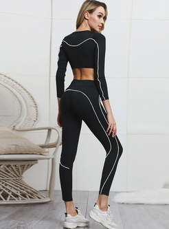 Casual Black Breathable Tight Yoga Tracksuit
