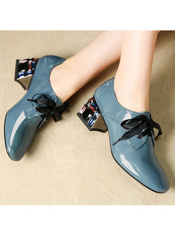 Casual Square Toe Cowhide Lace Up Shoes