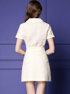 Elegant Lace Lapel Slim Suit Dress