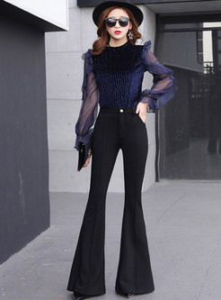 Pure Color High Waisted Flare Pants
