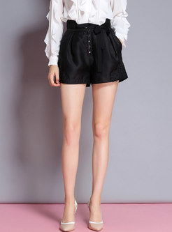 Black Chic High Waist All-matched Shorts