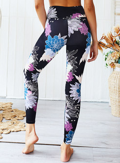 Sexy Color-blocked Print Breathable Yoga Tracksuit