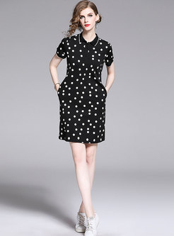 Brief Polka Dots High Waist T-shirt Dress
