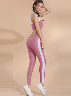 Chic Color-blocked Tight Sport Bra & Breathable Pants
