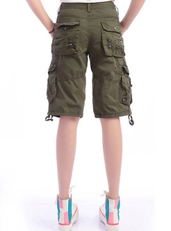 Solid Color Women's Multi-pocket Loose Cargo Pants