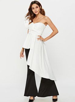 Chic Pure Color Asymmetric Off Shoulder Sleeveless Top