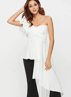 Chic Pure Color Asymmetric Off Shoulder Sleeveless Top