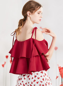 Sweet Pure Color Backless Tied Loose Top