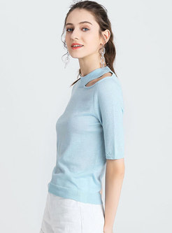 Brief Pure Color Hollow Out Comfortable Sweater