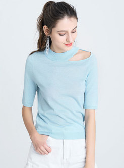 Brief Pure Color Hollow Out Comfortable Sweater