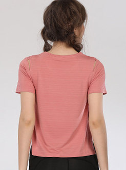O-neck Split High Elasticity Breathable Sport T-shirt