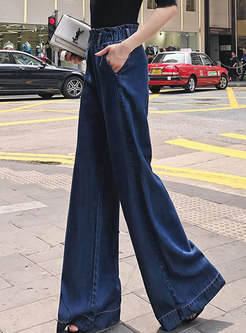 Stylish Street All-matched Denim Wide Leg Pants