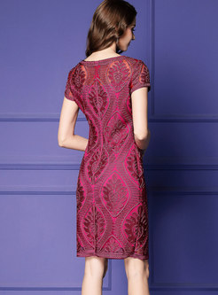 High Waist Pure Color Splicing Plus-size Bodycon Dress