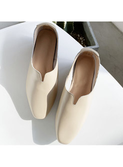 Casual Pure Color Square Head Shoes
