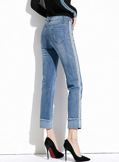 Casual All-matched High Waist Denim Straight Pants