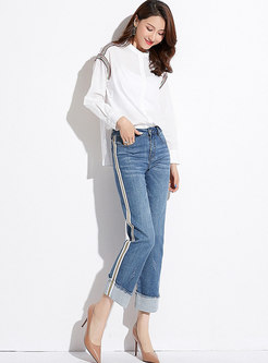 Casual All-matched High Waist Denim Straight Pants