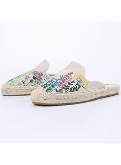Stylish Embroidered All-matched Flat Heel Slippers
