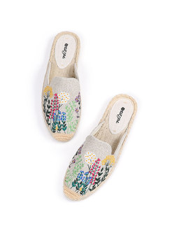 Stylish Embroidered All-matched Flat Heel Slippers