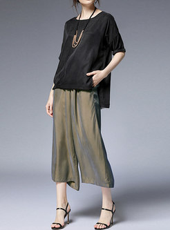 Casual Pure Color Summer Loose Wide Leg Pants