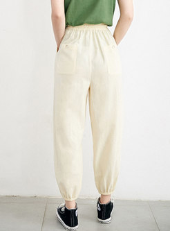 Solid Color High Waist Tied Summer Loose Pants 