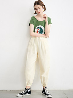 Solid Color High Waist Tied Summer Loose Pants 