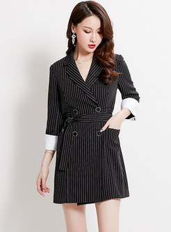Striped Double Breasted Work Blazer