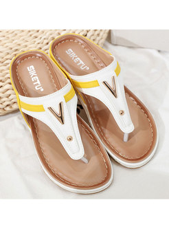 Women's Color Stitching Metal Comfortable Slippers