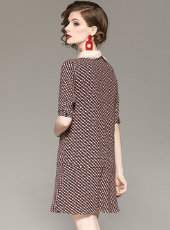 Lace Red Geometric Pattern Slim Mini Dress
