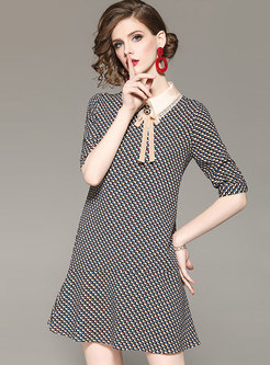 Lace Black Geometric Pattern Slim Mini Dress