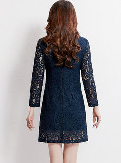 Lace Embroidered Hollow Out Perspective Sheath Dress